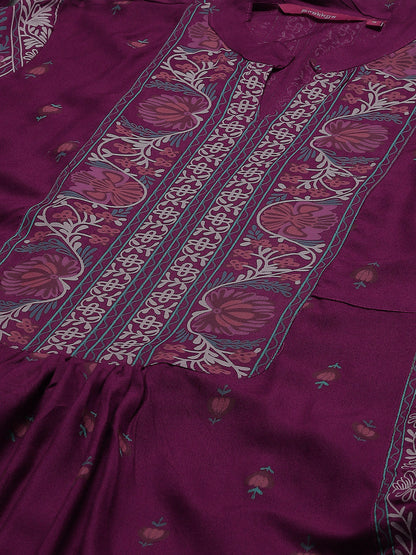 Printed Long Straight Rayon Kurta Set