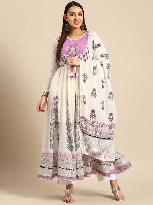 Anarkali Cotton Three-Quarter Sleeves Kurta