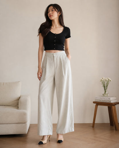 Solid Rayon Flex Wide Leg Trouser