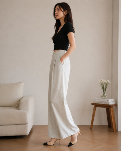 Solid Rayon Flex Wide Leg Trouser