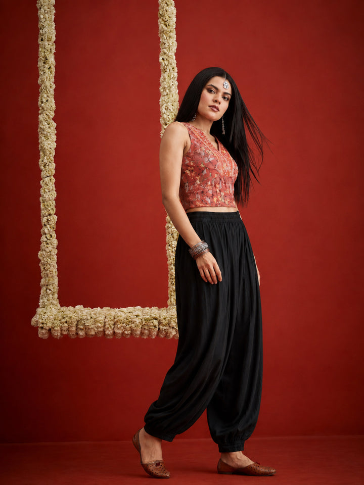 Solid Rayon Balloon Pant