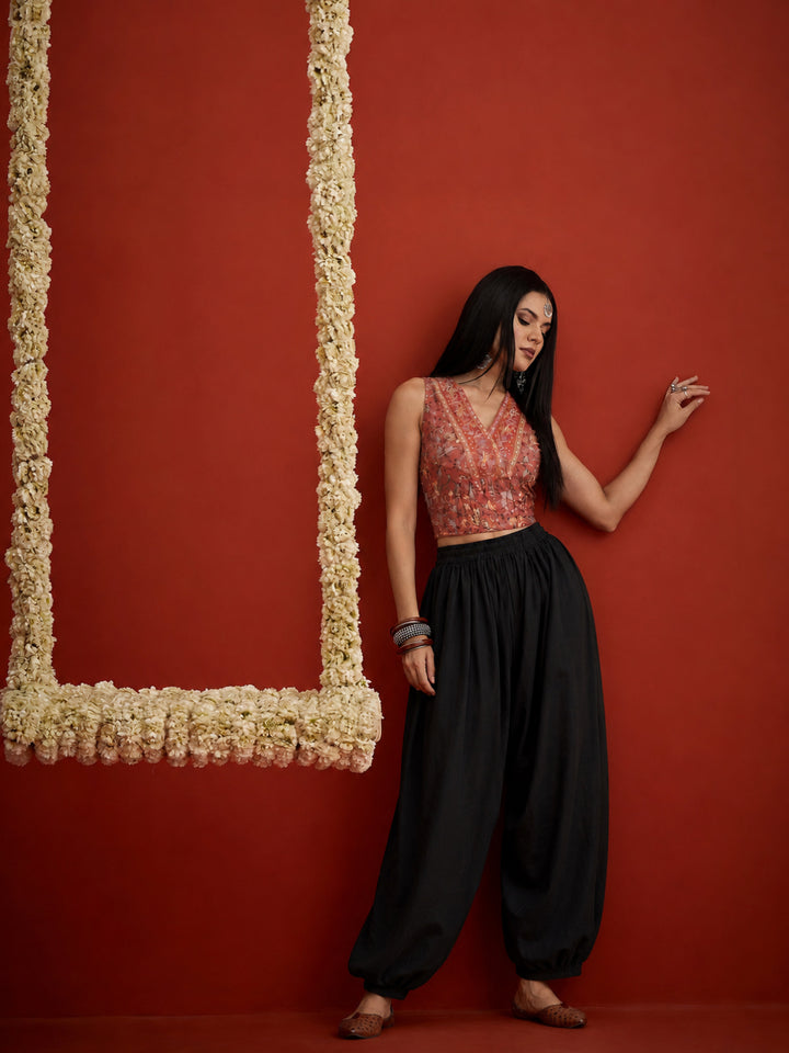 Solid Rayon Balloon Pant