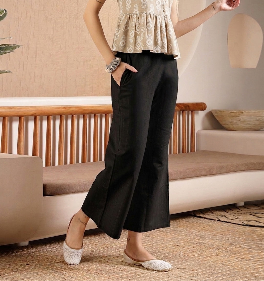 Woven Design Cotton Blend Trousers