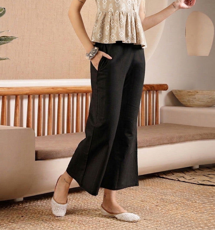 Woven Design Cotton Blend Trousers