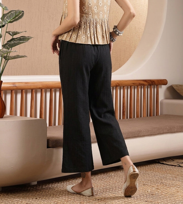 Woven Design Cotton Blend Trousers