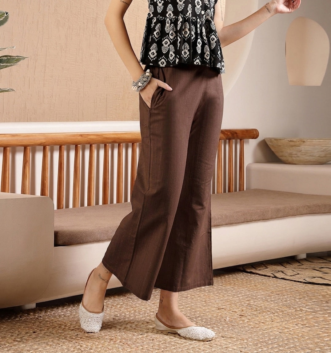Woven Design Cotton Blend Trousers