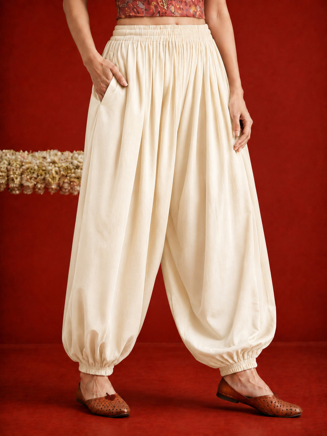 Solid Rayon Balloon Pant