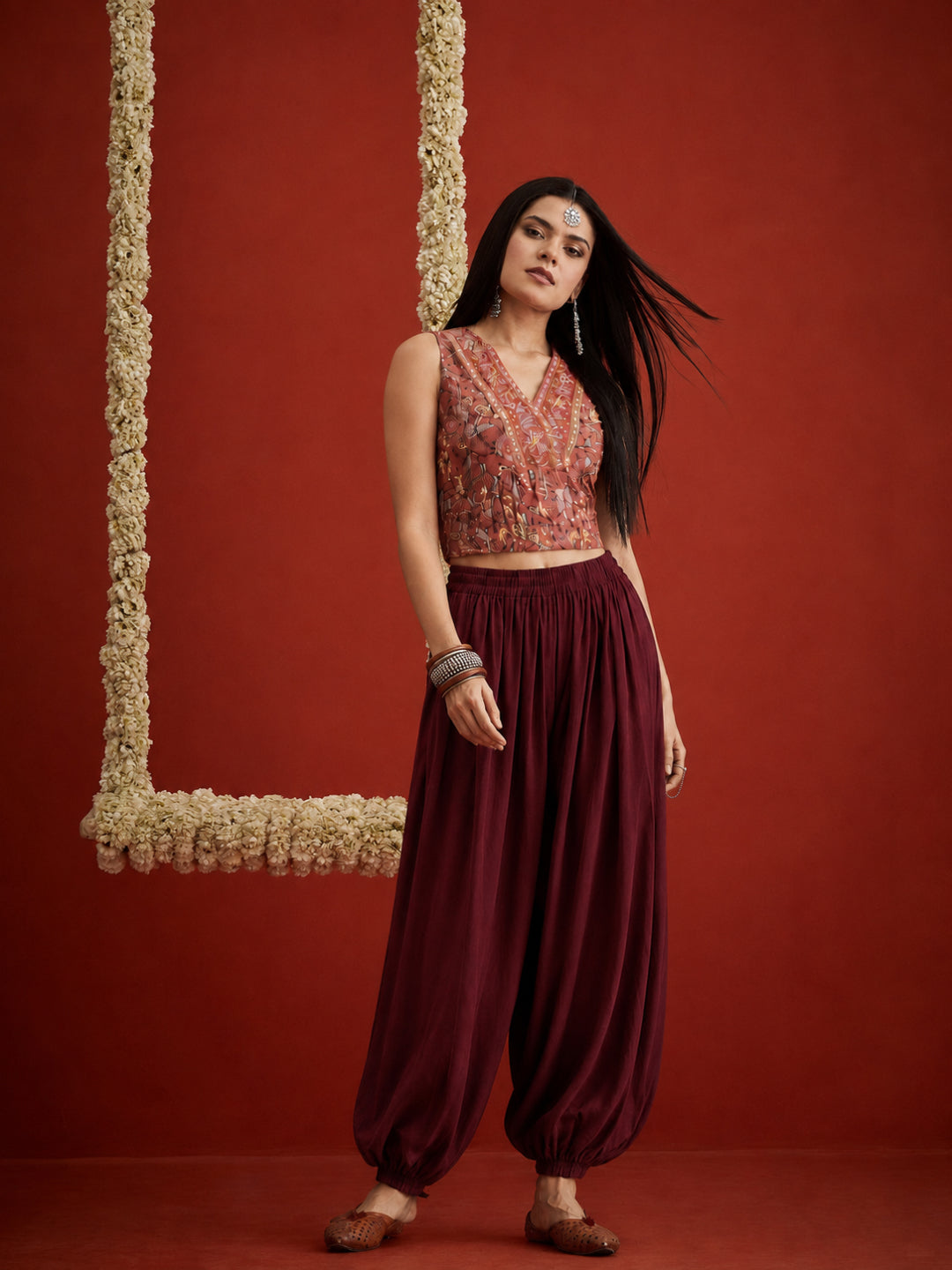 Solid Rayon Balloon Pant