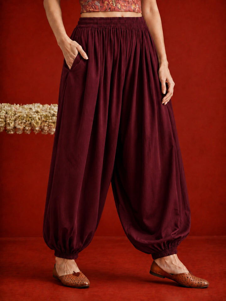 Solid Rayon Balloon Pant