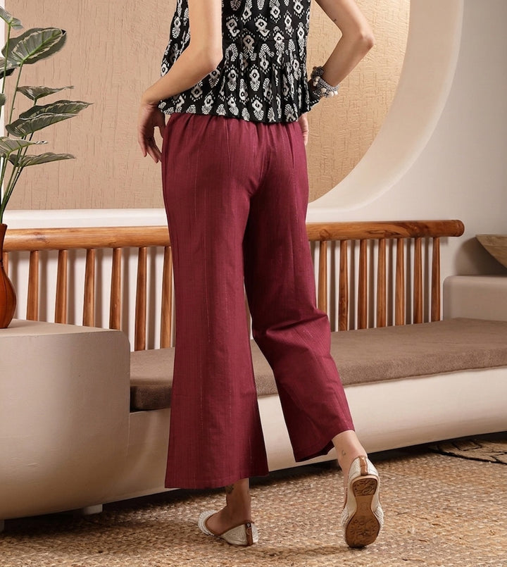Woven Design Cotton Blend Trousers