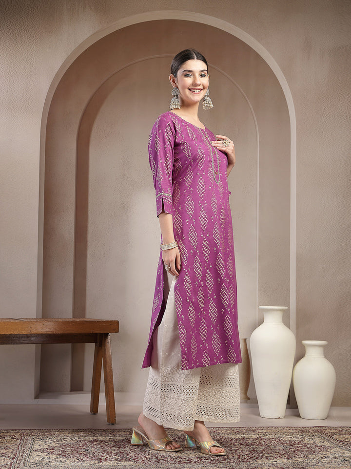 Ikat Printed Rayon A-line Kurta