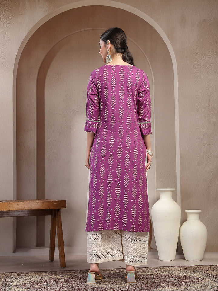 Ikat Printed Rayon A-line Kurta