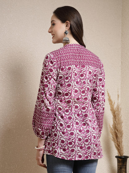 Floral Printed Cotton Empire Top