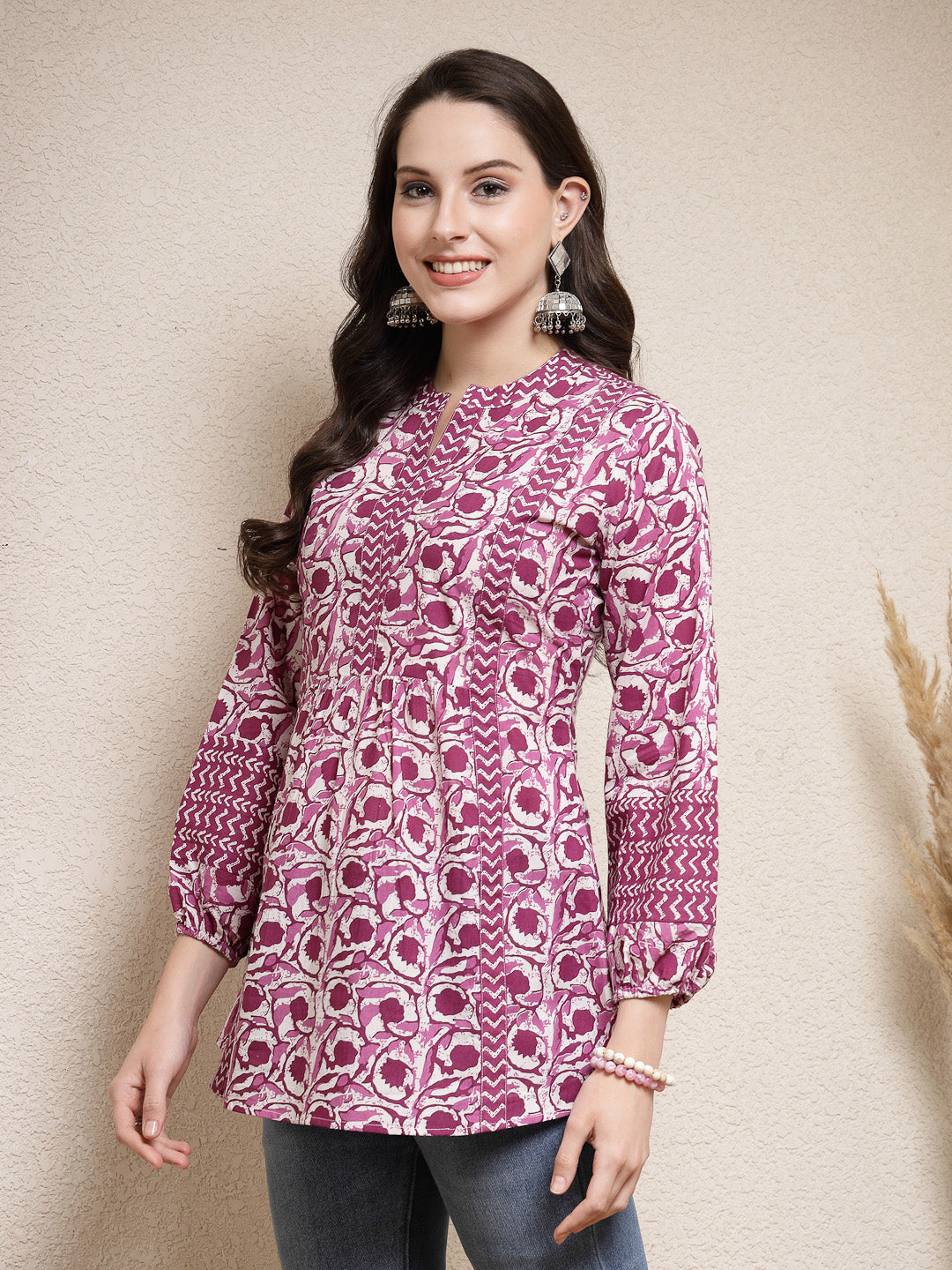 Floral Printed Cotton Empire Top