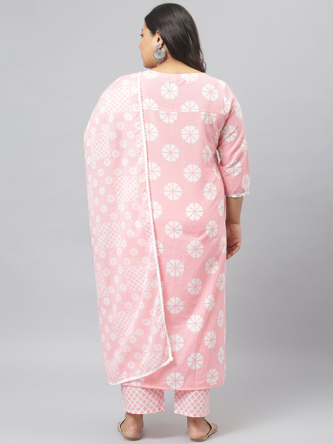 Women Printed Cotton Straight Kurta Pant Dupatta Set (Pre-Order)