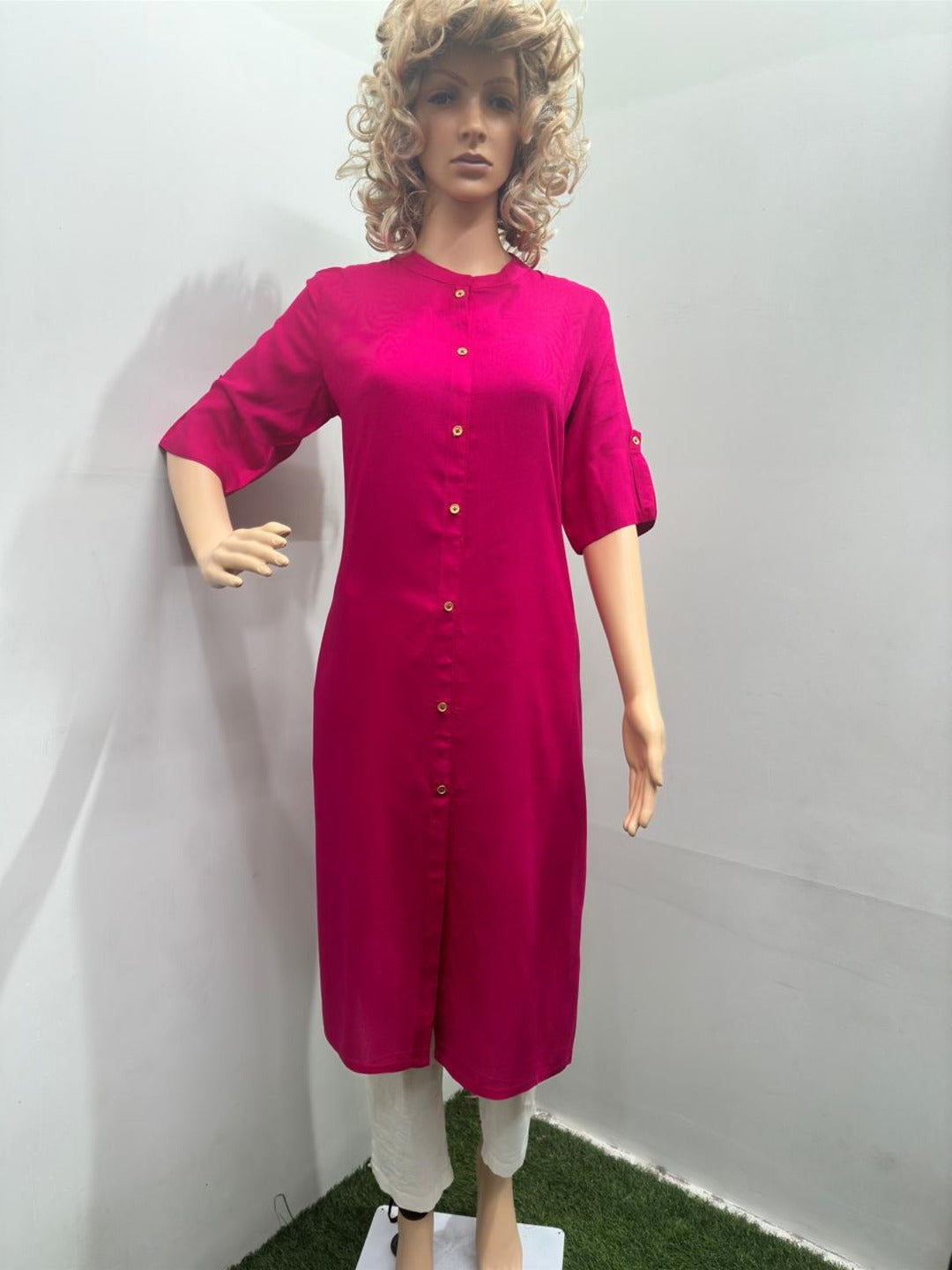 Pink Plain Kurti