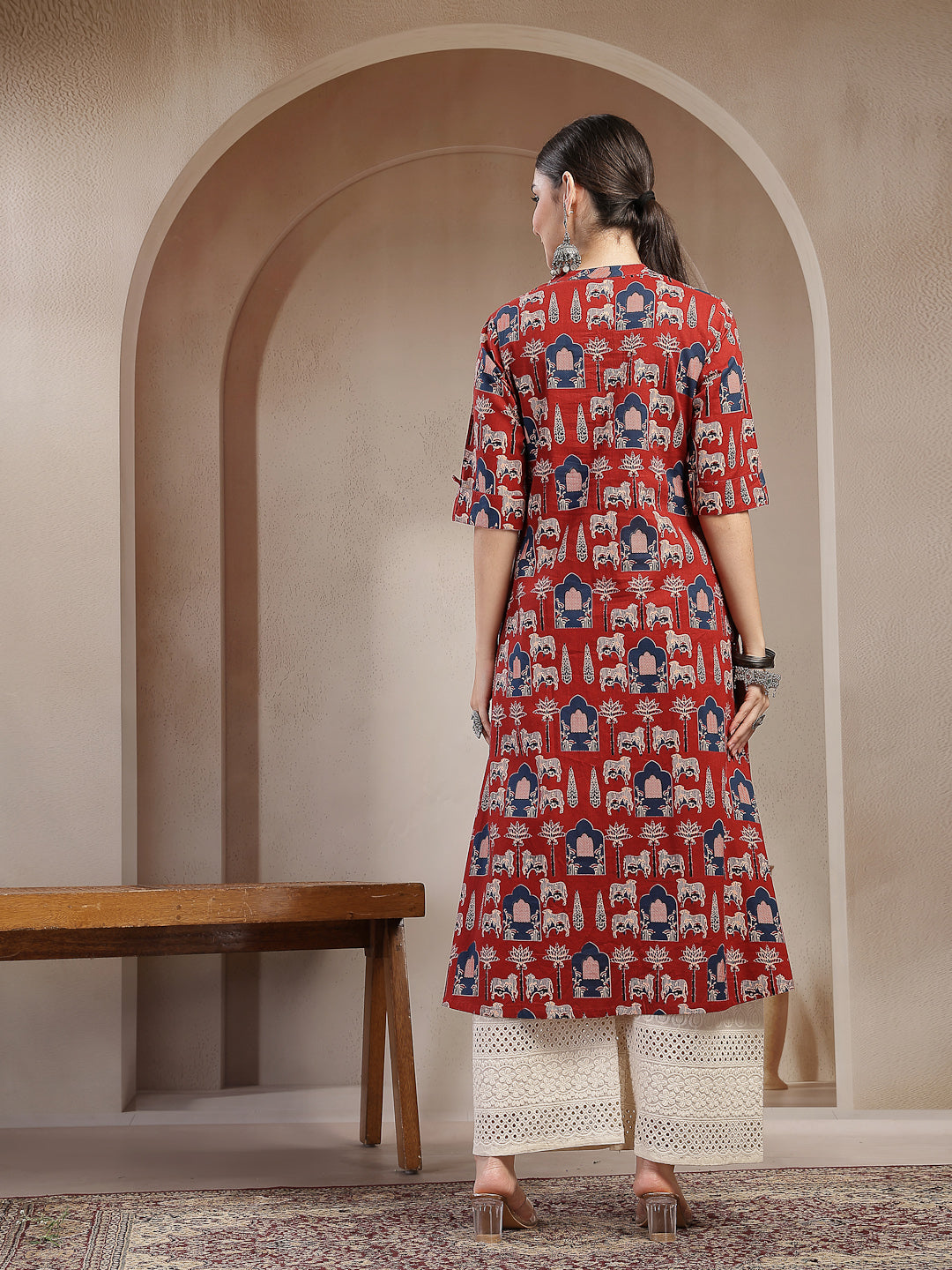 Animal Printed Cotton A-Line Kurta