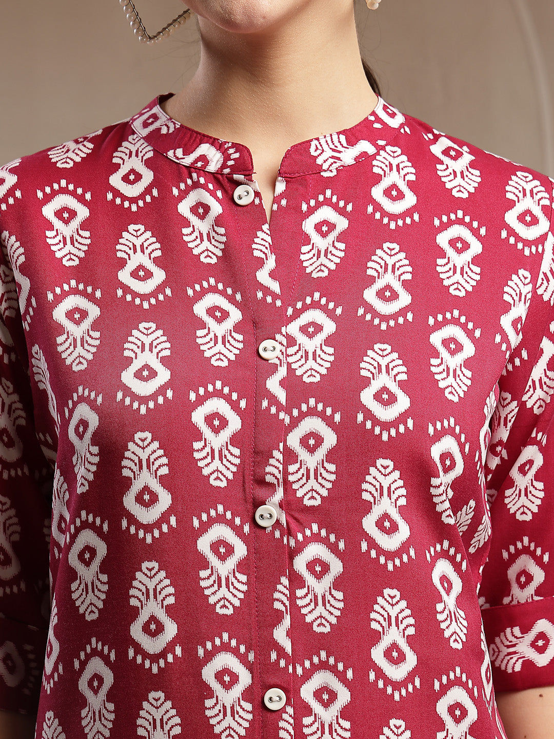 Ikkat Printed Cotton A-line Kurta