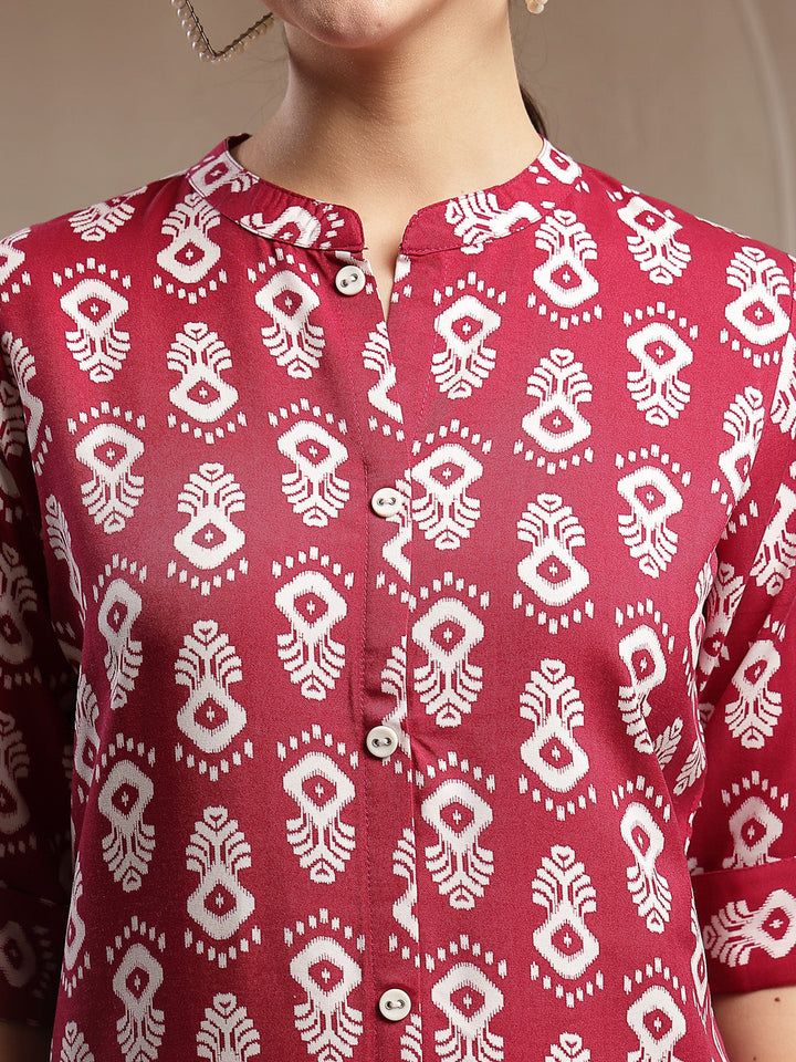Ikkat Printed Cotton A-line Kurta