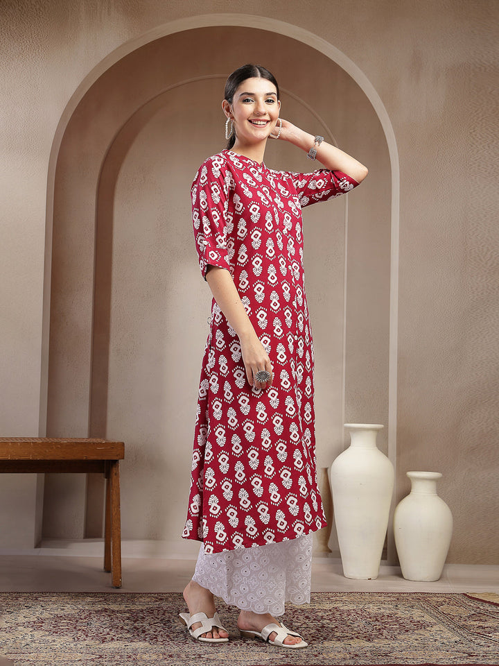 Ikkat Printed Cotton A-line Kurta