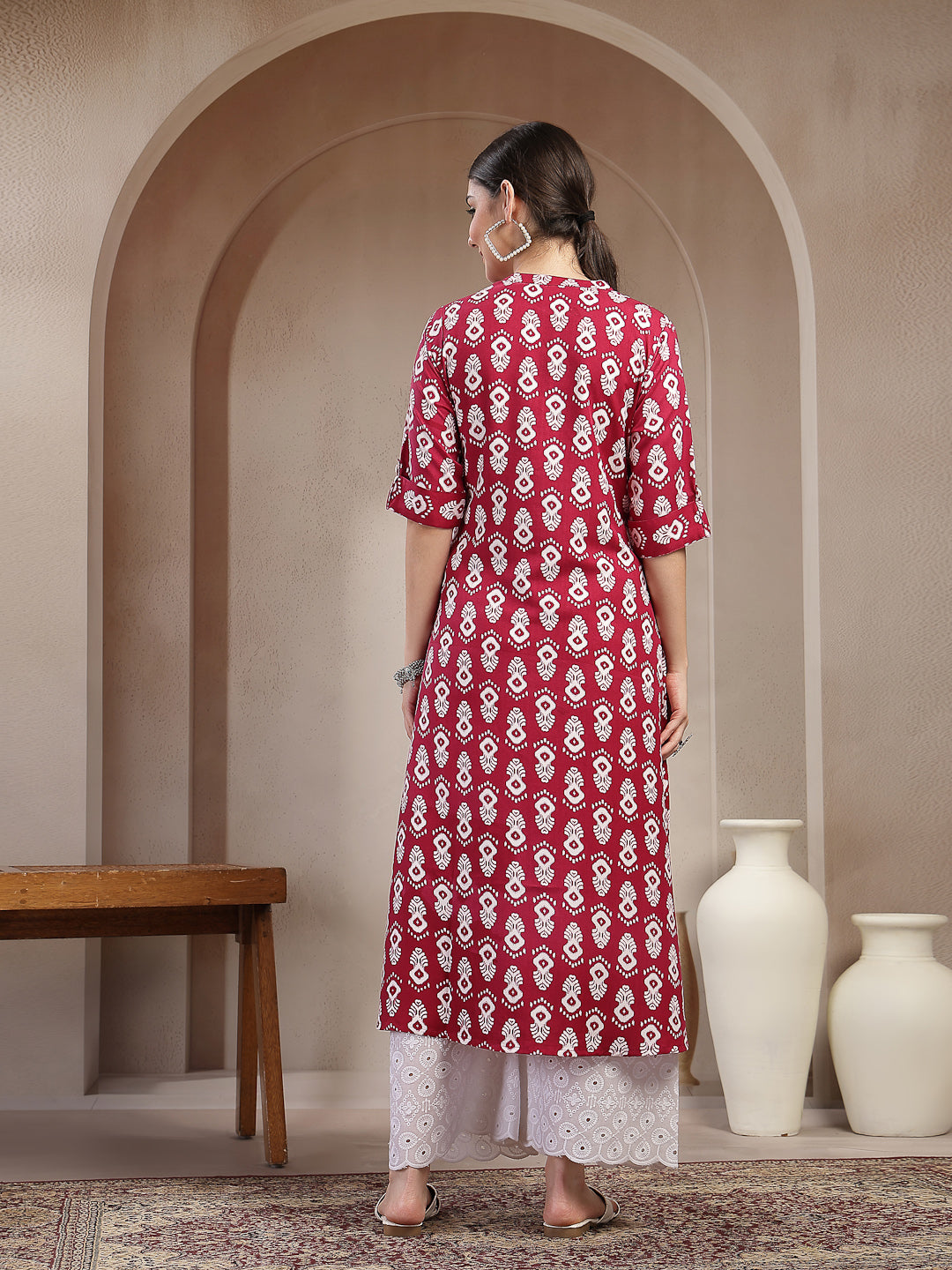 Ikkat Printed Cotton A-line Kurta