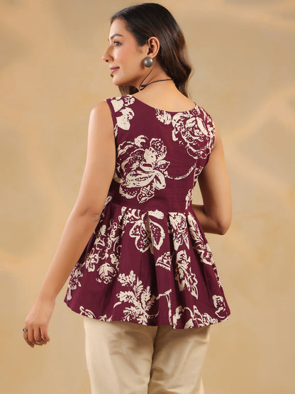 Pure Cotton Printed Sleeveless Kurtis