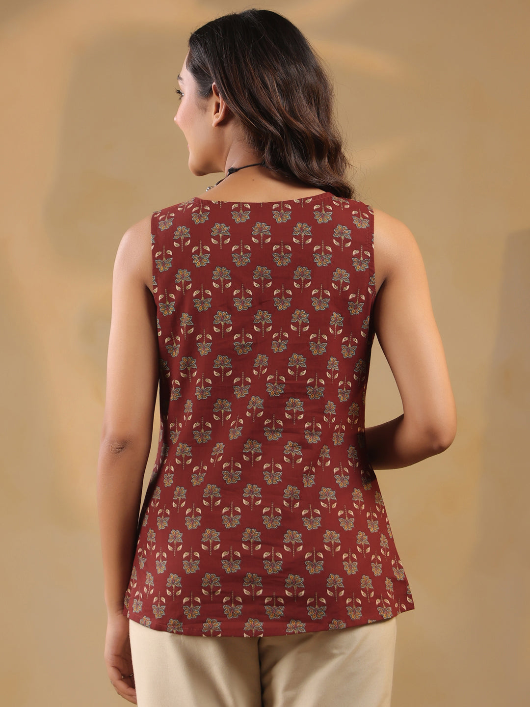 Pure Cotton Printed Sleeveless Kurtis