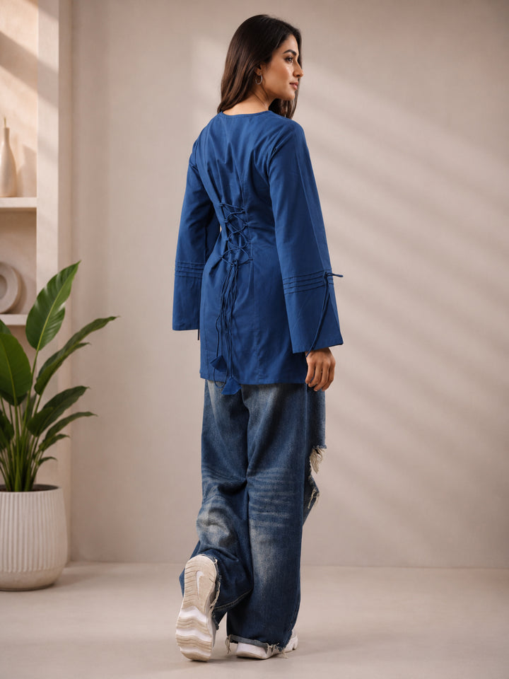 Cotton Solid Long Sleeves Kurti