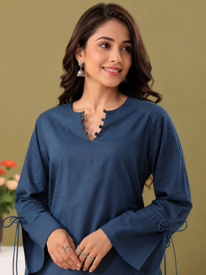 Cotton Solid Long Sleeves Kurti