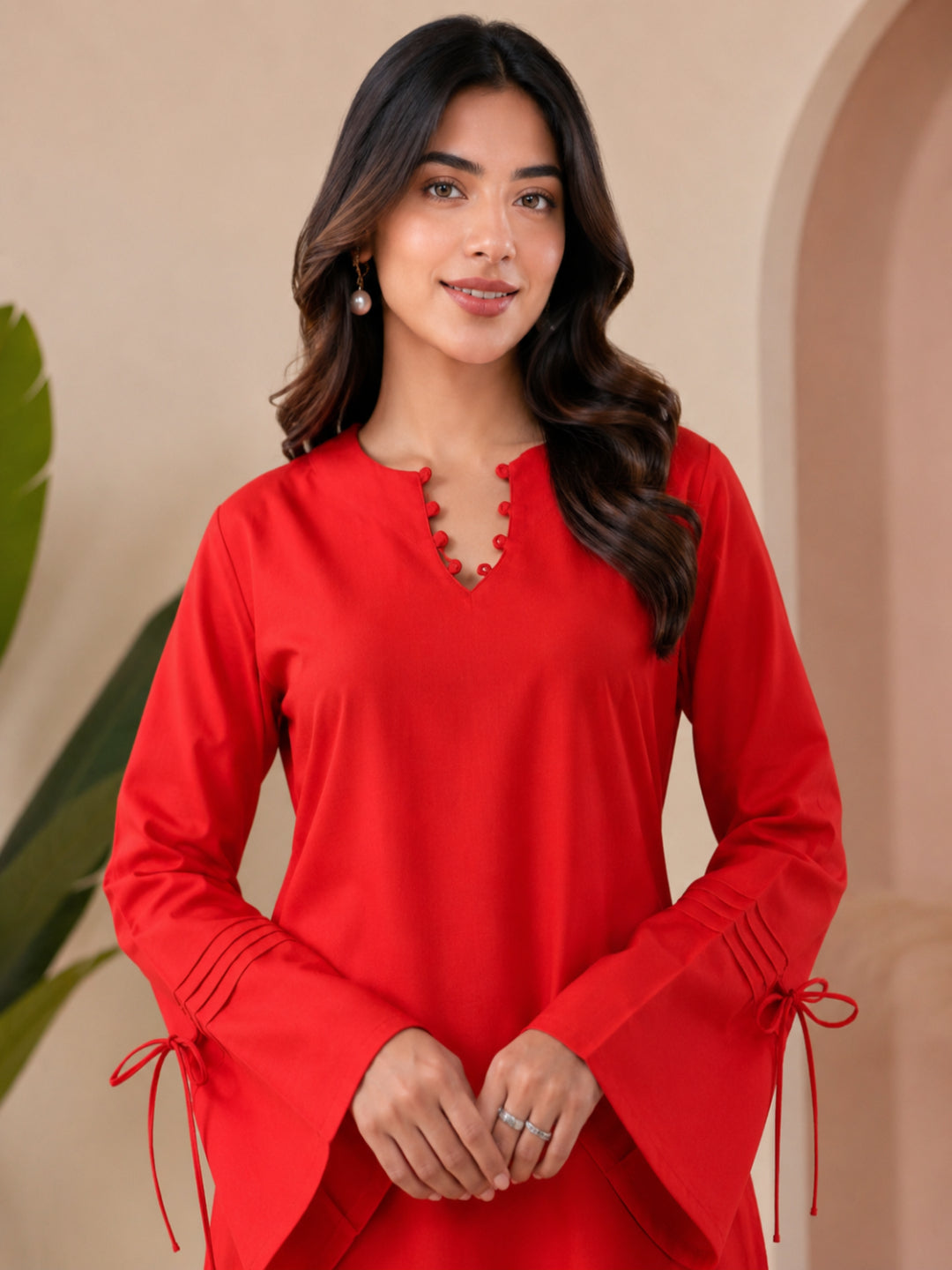 Cotton Solid Long Sleeves Kurti