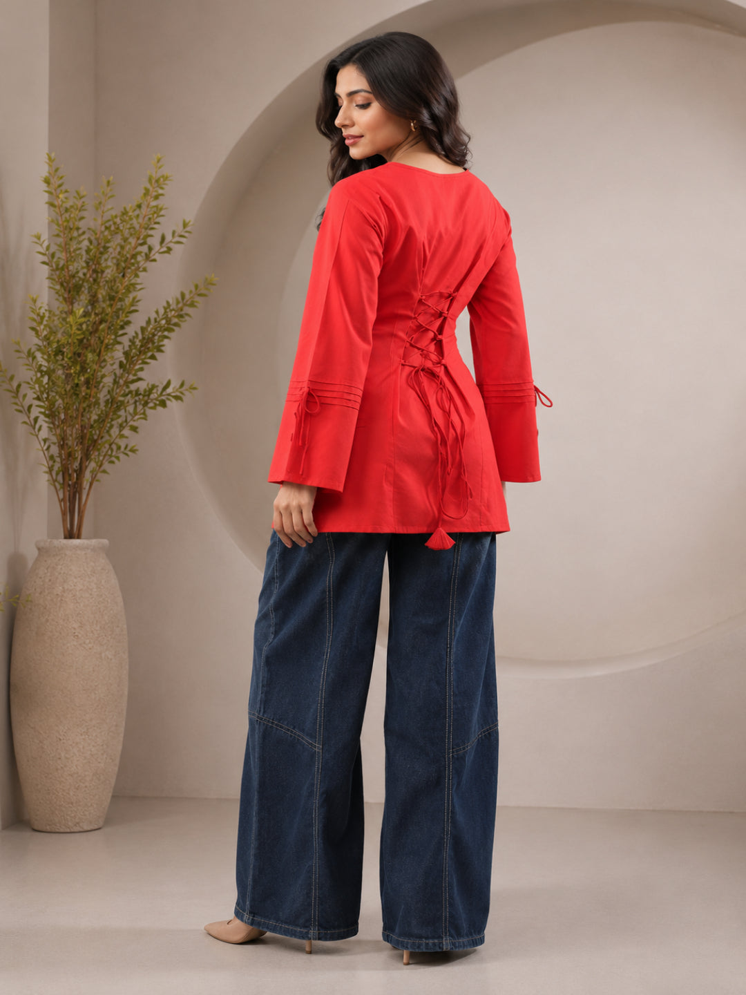 Cotton Solid Long Sleeves Kurti