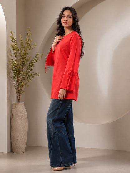 Cotton Solid Long Sleeves Kurti