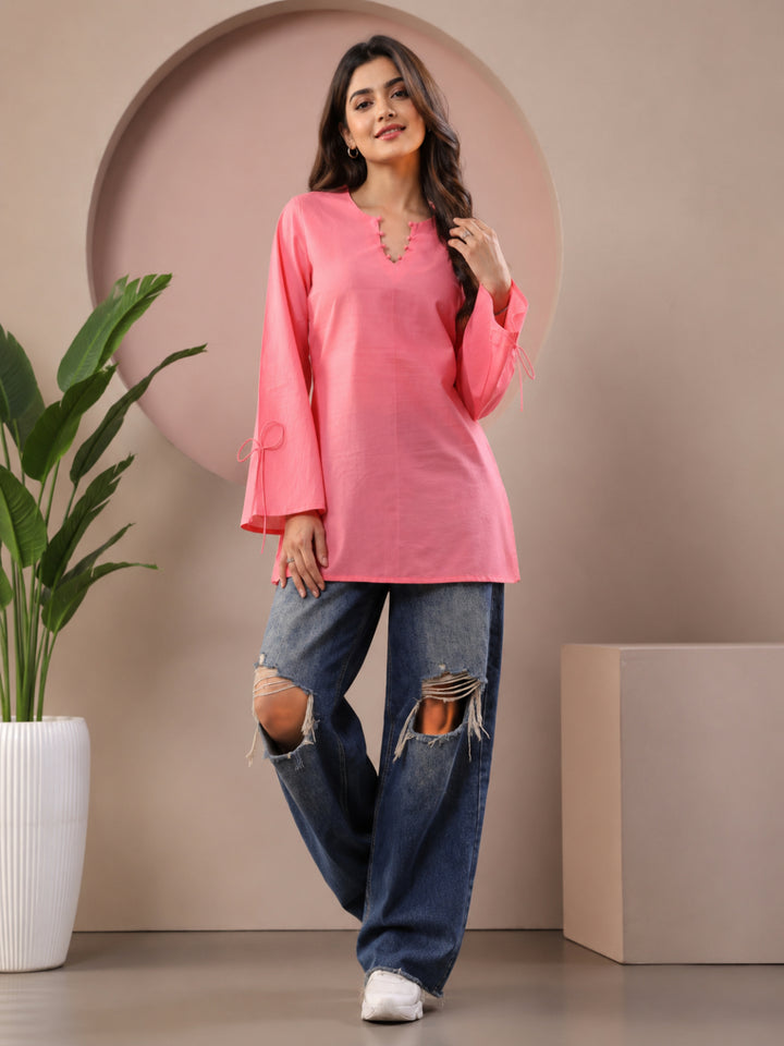 Cotton Solid Long Sleeves Kurti