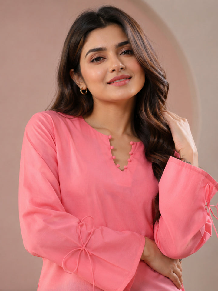 Cotton Solid Long Sleeves Kurti