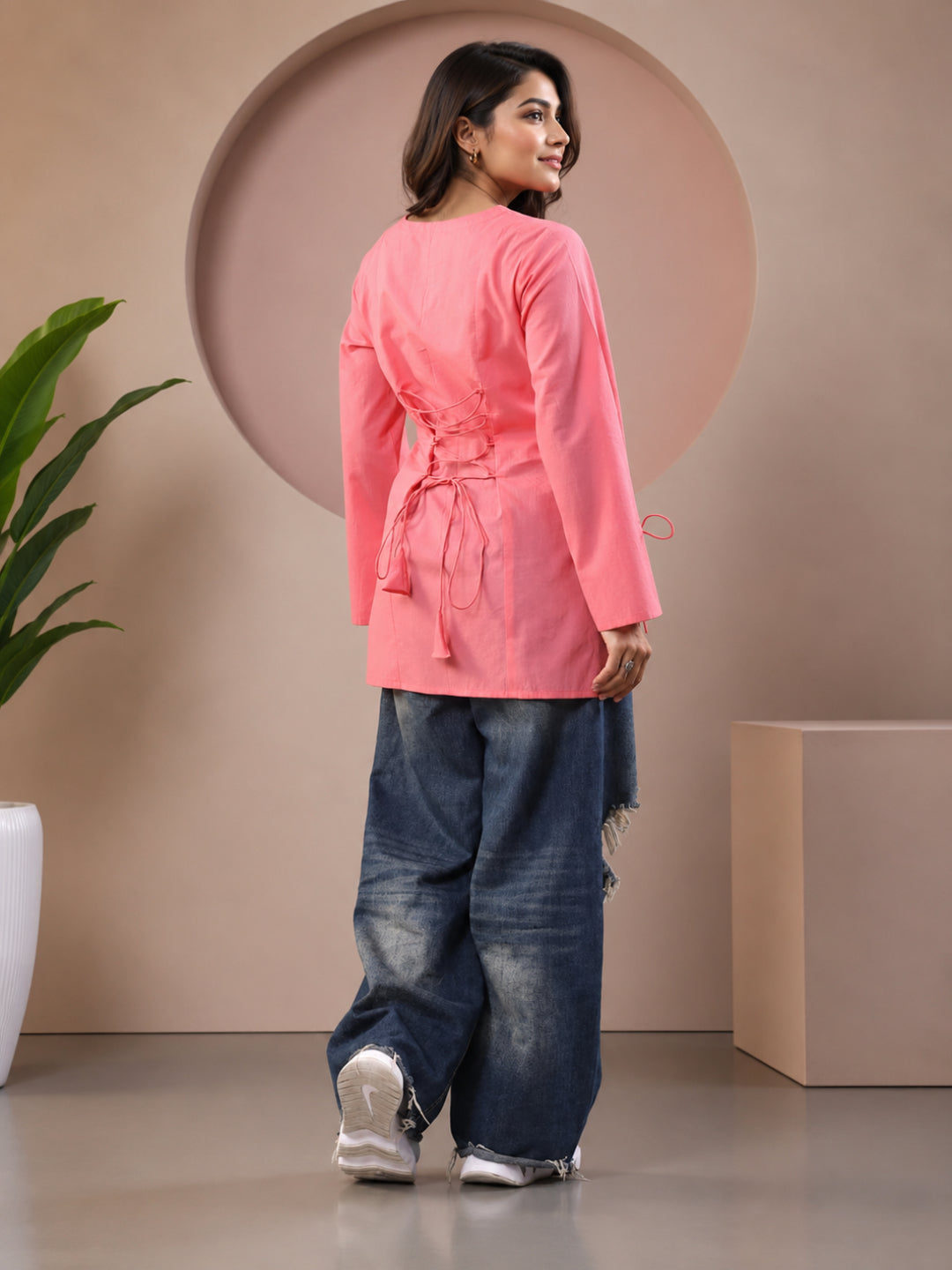 Cotton Solid Long Sleeves Kurti
