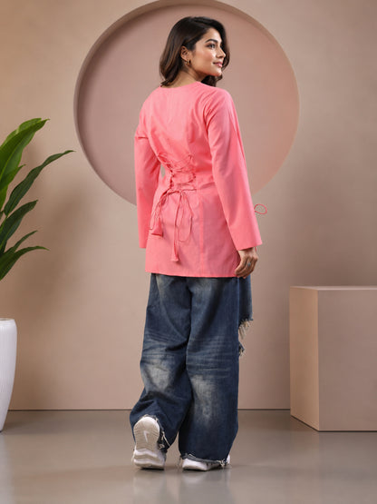 Cotton Solid Long Sleeves Kurti