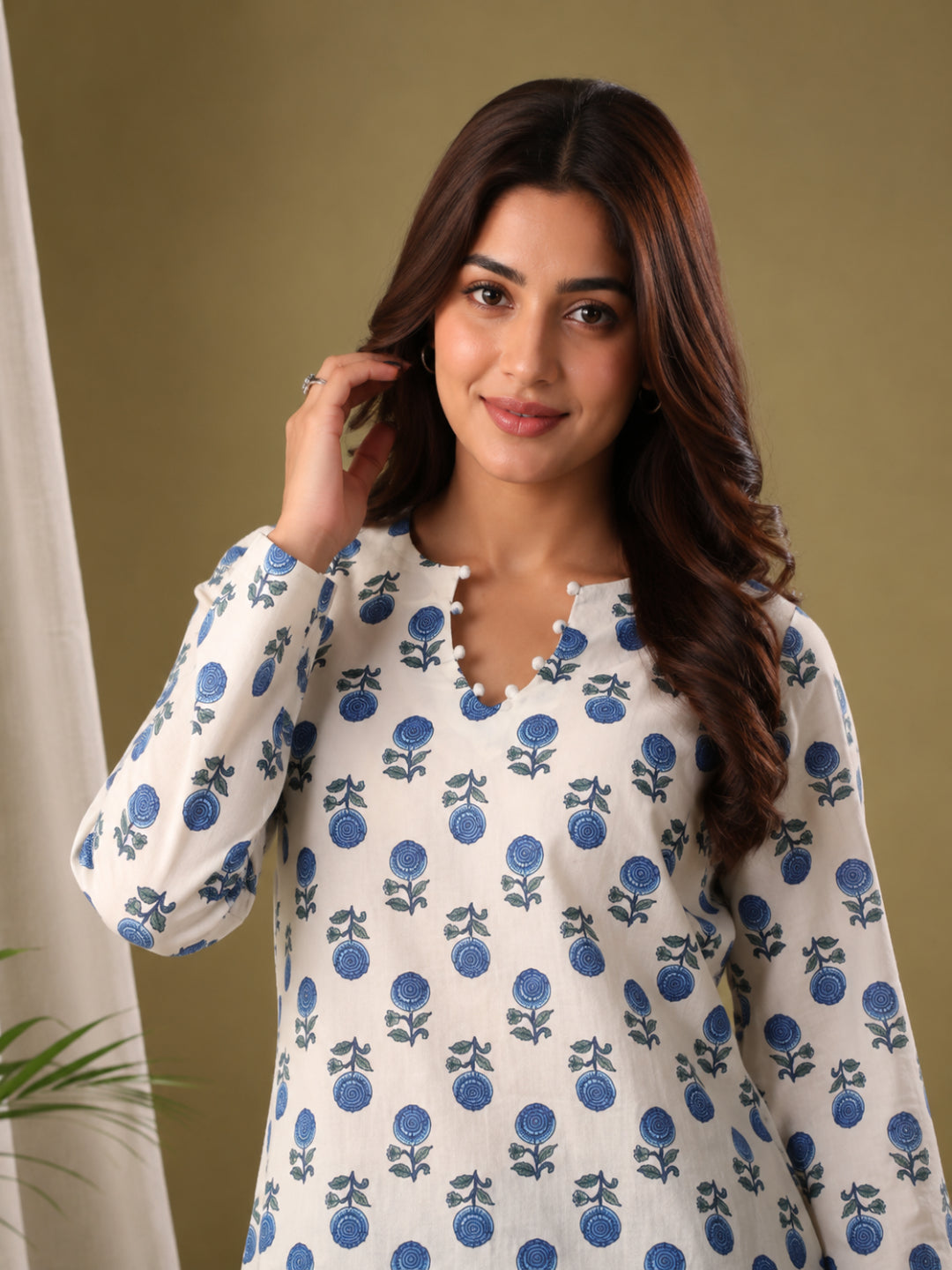 Cotton Solid Long Sleeves Kurti