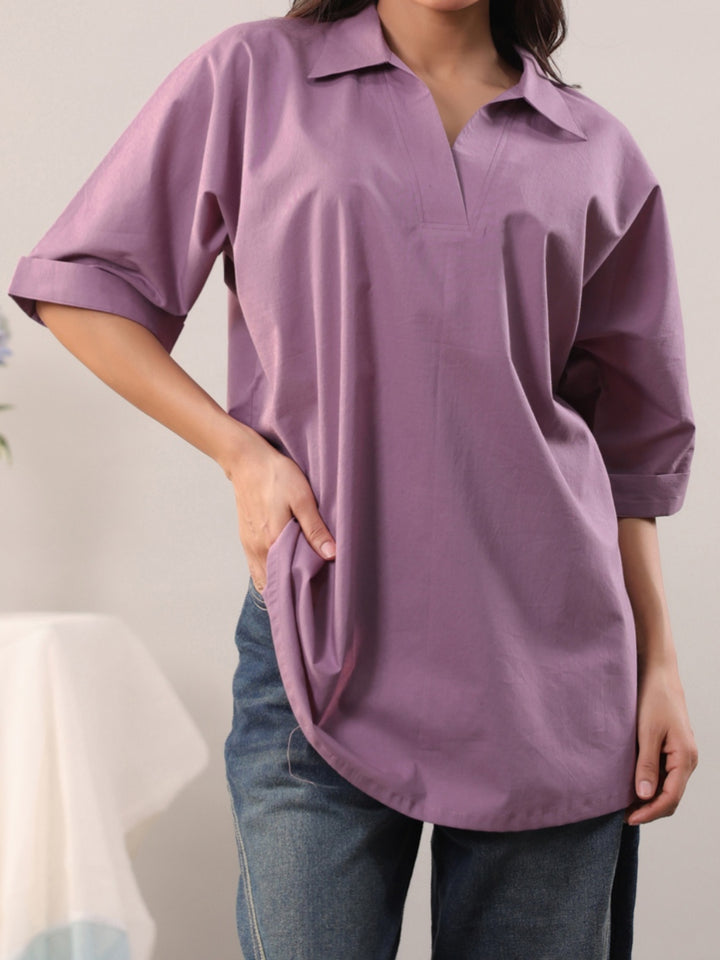 Cotton Solid Three-Quarter Sleeves Kurti