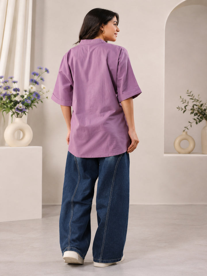 Cotton Solid Three-Quarter Sleeves Kurti