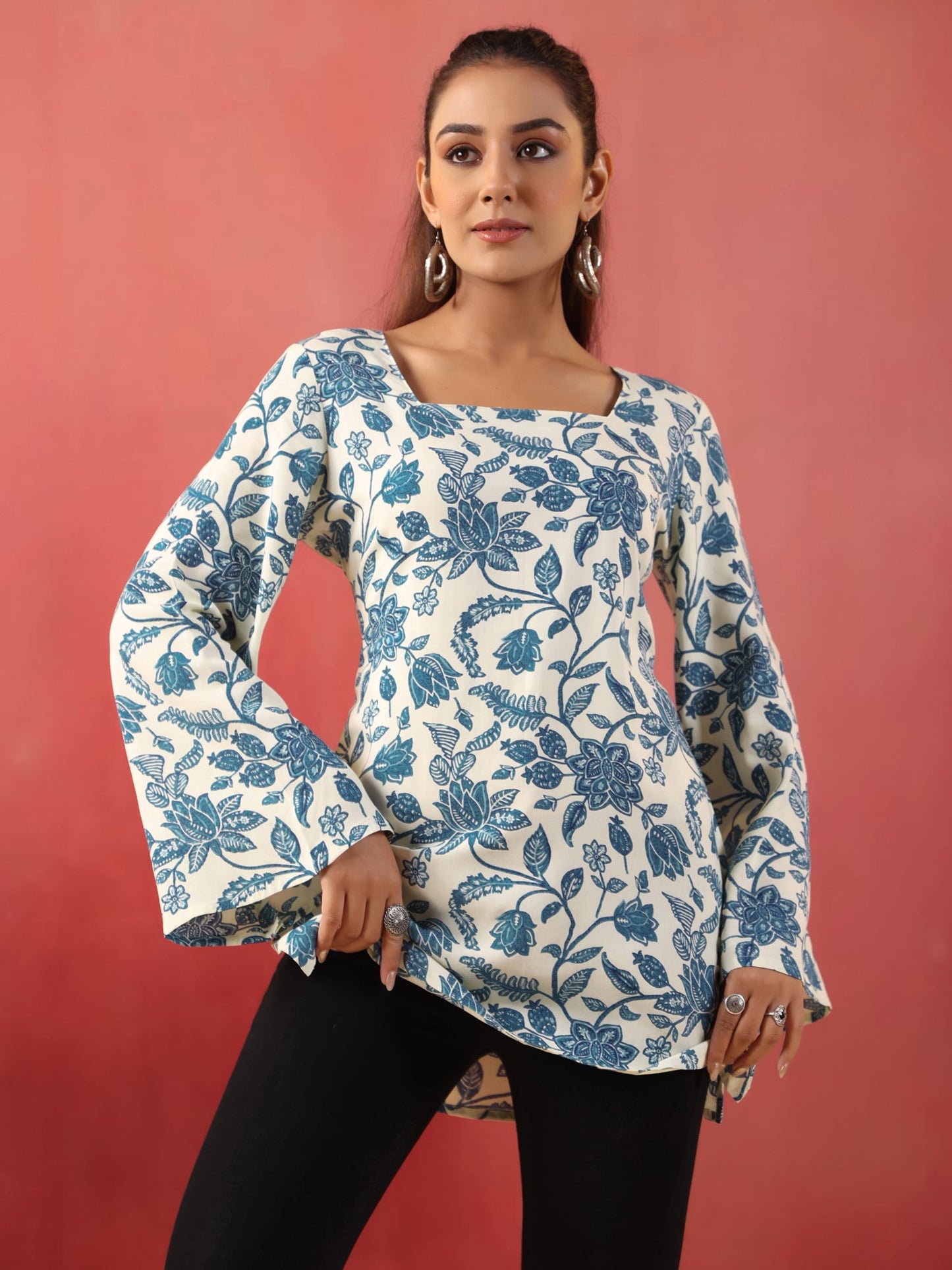 Viscose Rayon Printed Long Sleeves Kurtis
