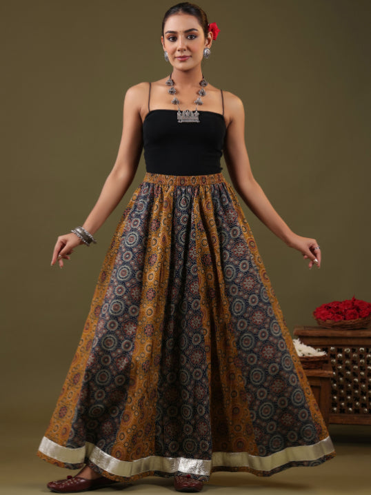 Printed Flared Maxi Skirt