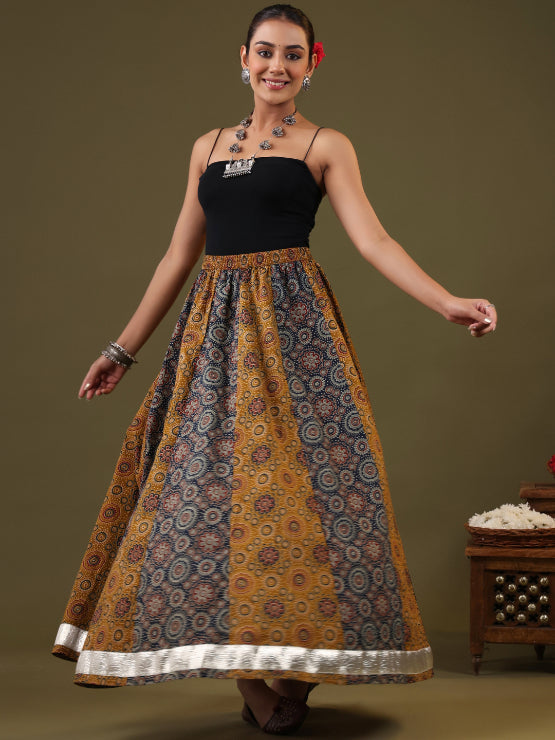 Printed Flared Maxi Skirt