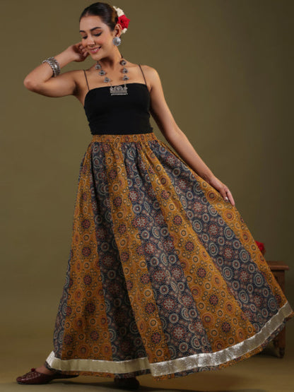 Printed Flared Maxi Skirt