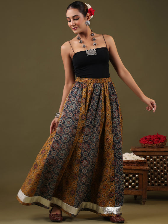 Printed Flared Maxi Skirt