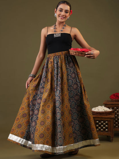 Printed Flared Maxi Skirt