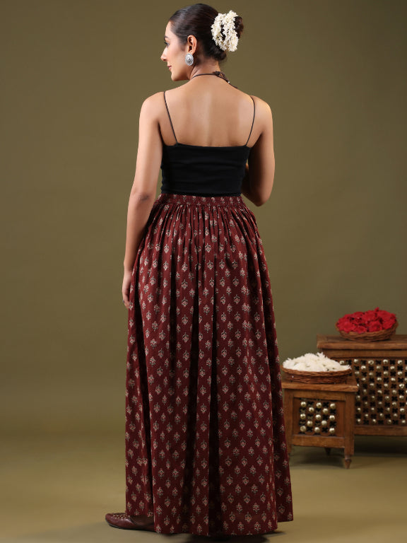 Printed Flared Maxi Skirt