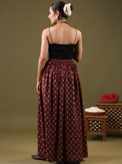 Printed Flared Maxi Skirt