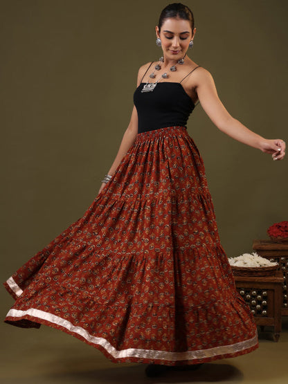 Printed Flared Maxi Skirt