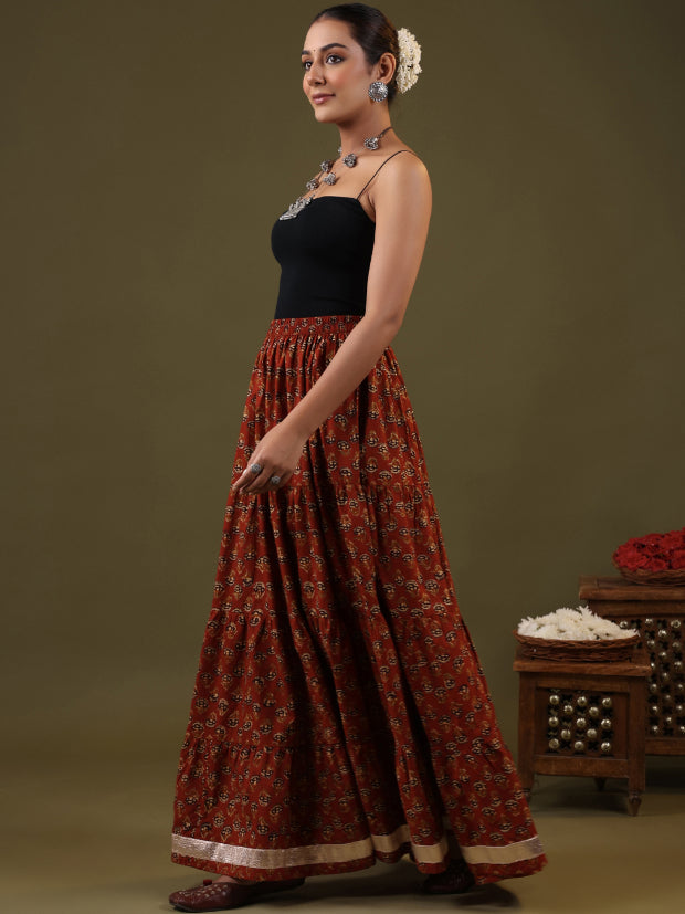 Printed Flared Maxi Skirt