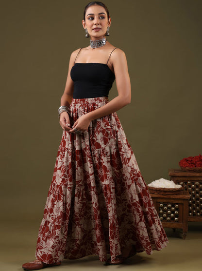 Printed Flared Maxi Skirt